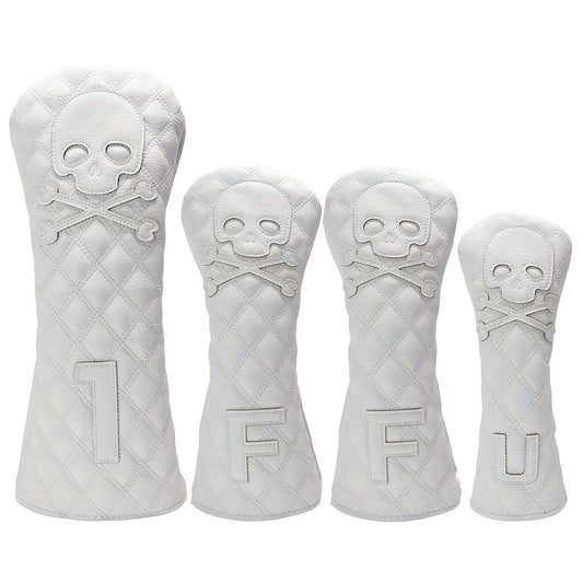 Golf Wood Cover With Skull Pattern, Waterproof PU Leather Soft Durable Golf Club Covers For Driver Fairway Hybrid, Halloween & Day Of The Dead Decorations